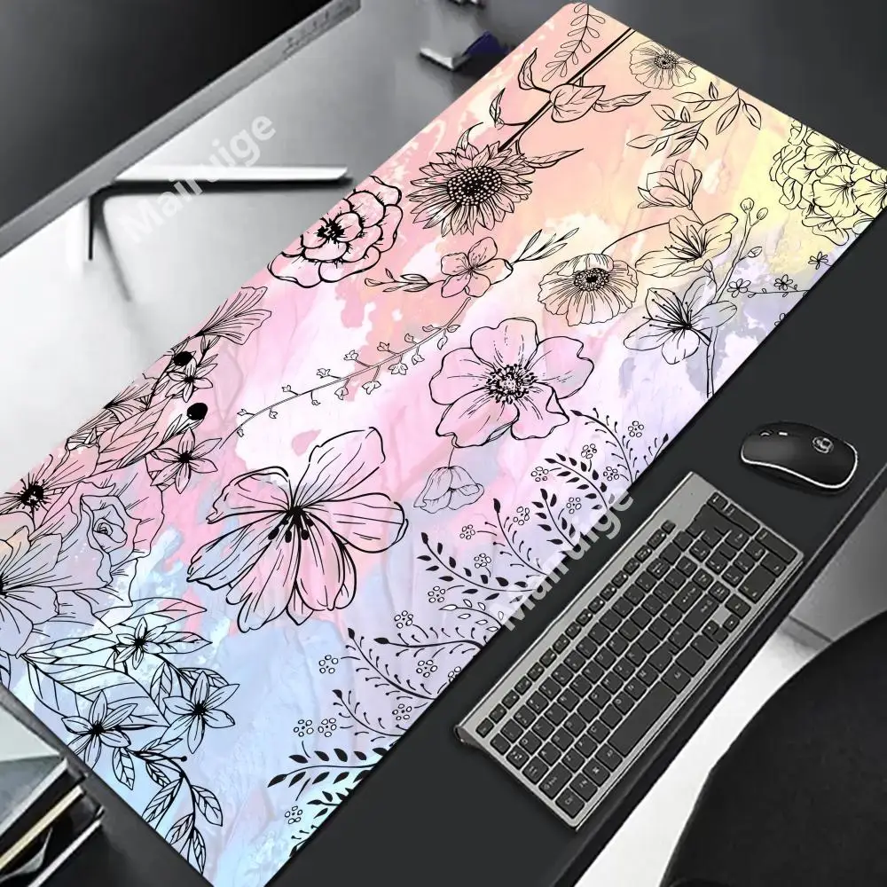 

Bohemian Retro Flowers Mouse Pad Large Rubber Base Anti-slip Desk Accessories Mousepad for Offices&Gamer Keyboard Mats Decor Mat