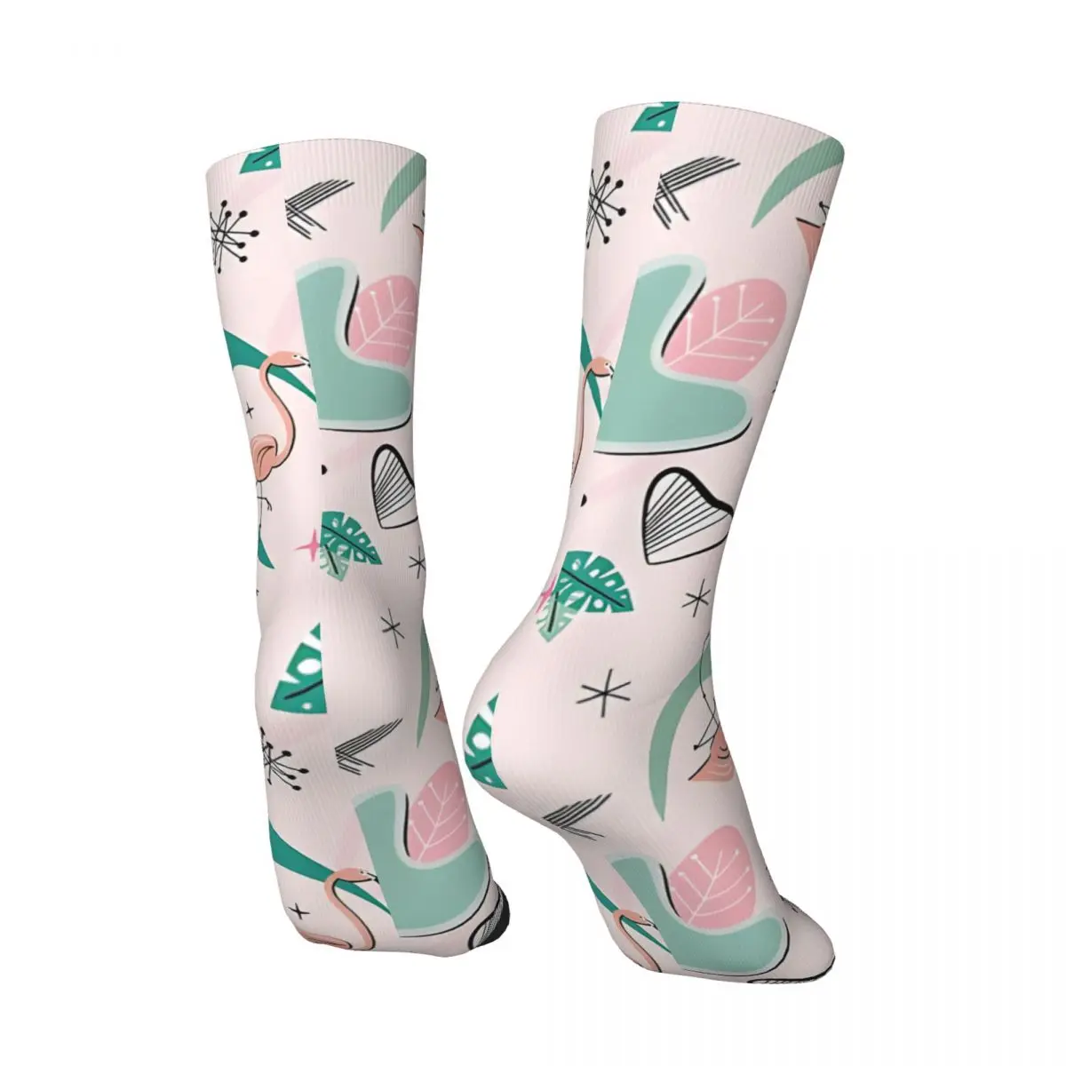 Calzini a compressione da uomo retrò Atomic anni '50 Flamingo Unisex Harajuku Pattern stampato novità Crew Sock