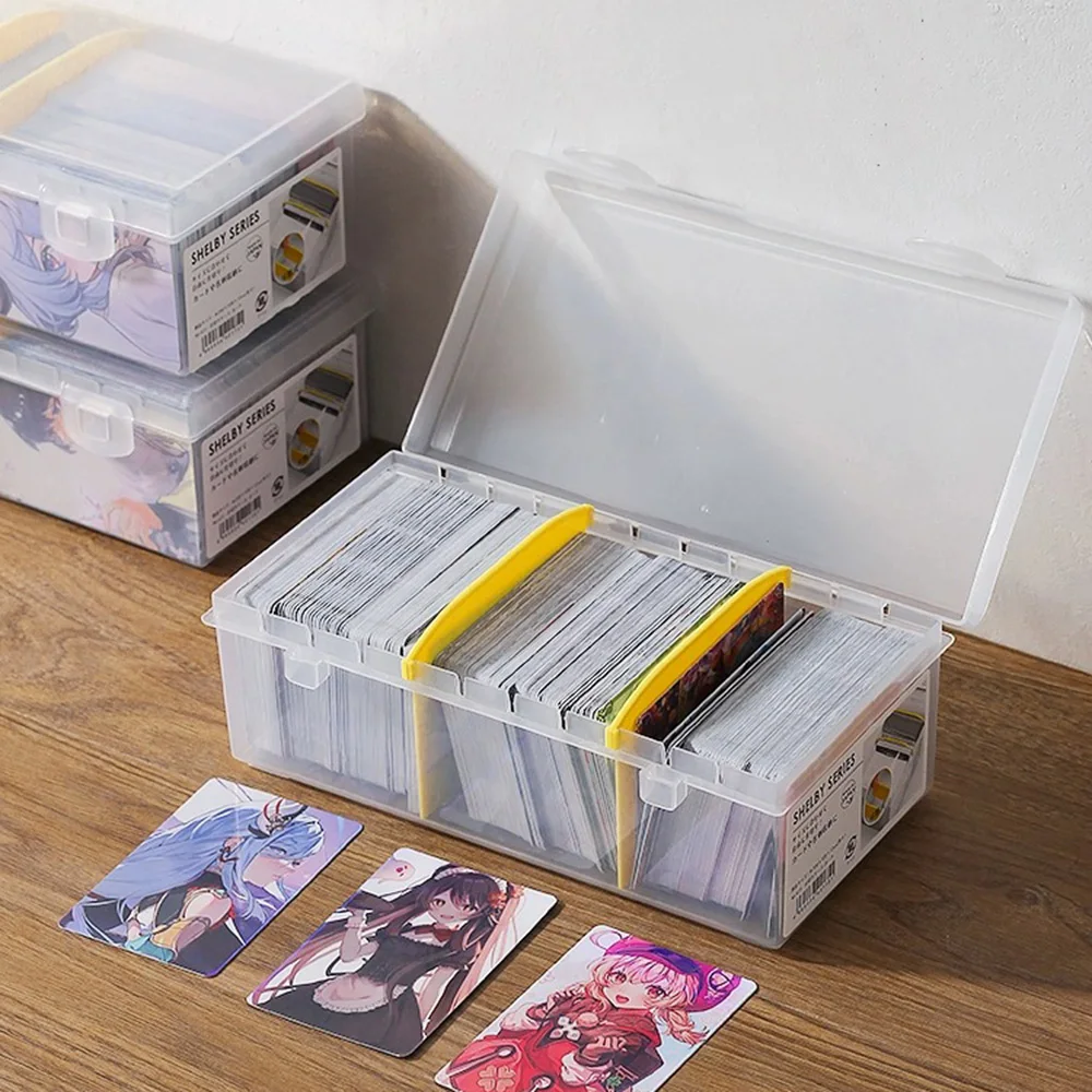 

Plastics Large Capacity Card Organizer Box ,with Removable Dividers - Multi-Purpose Storage Box for Trading Cards, Flip Closure