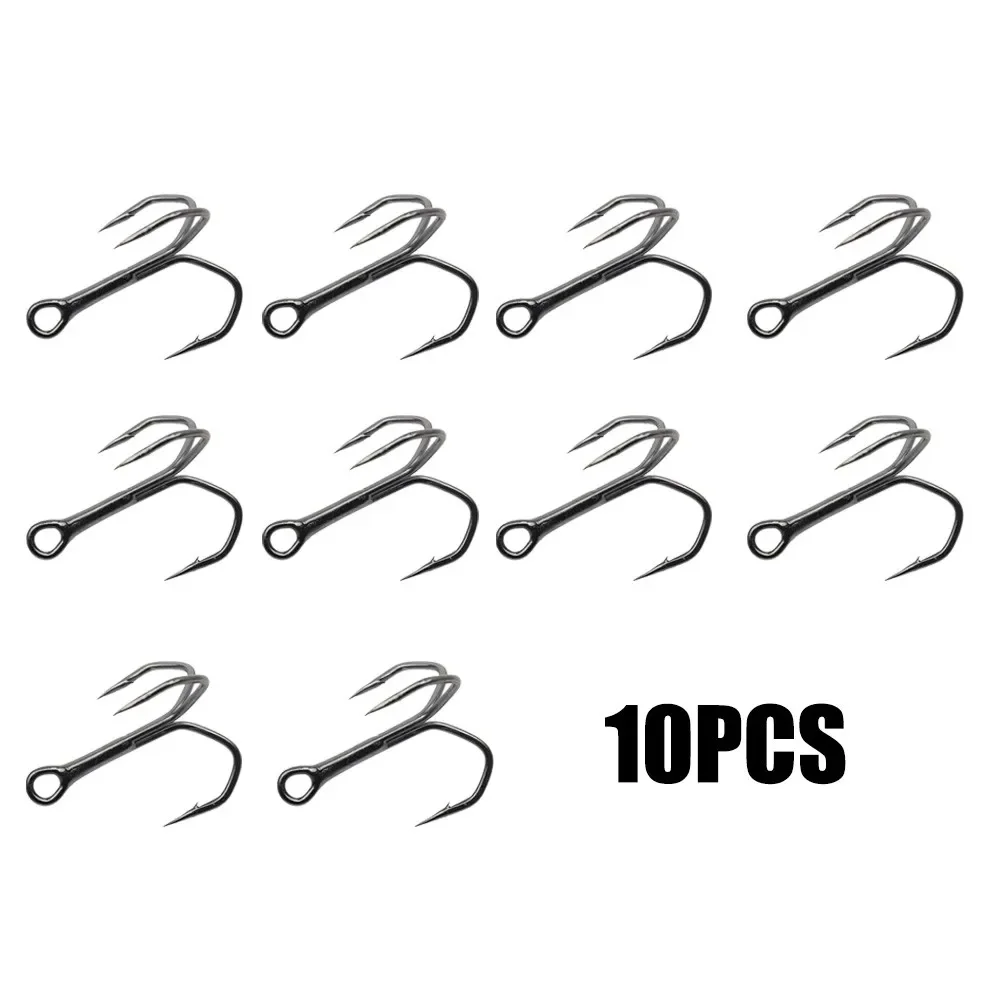 10pcs/Box Treble Hook 4Pcs Strengthen Hooks Fishing High-Carbon Steel Barbed Hooks Classic-Forged/Cut-Point Fishing Hook