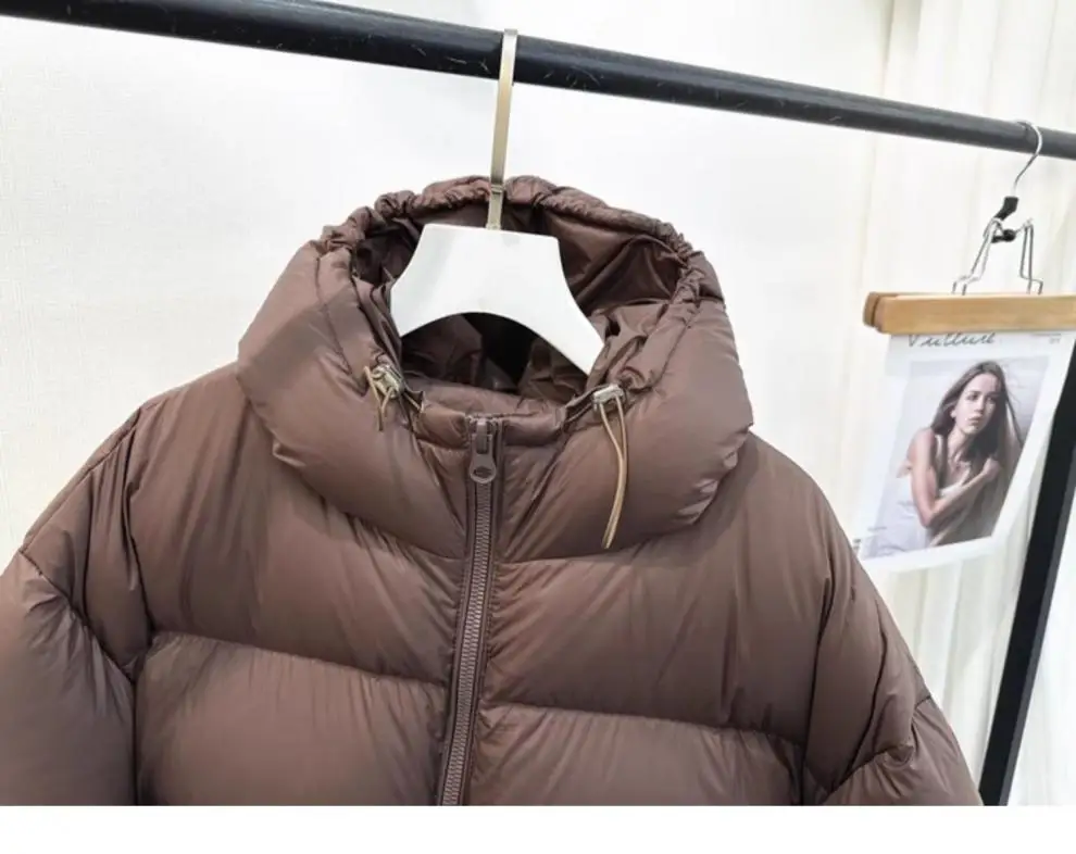 Streetwear Women Puffy Coat Vintage Long Sleeve Casual Parkas Korean Winter Warm Thick All Match Solid Cotton Down Jackets