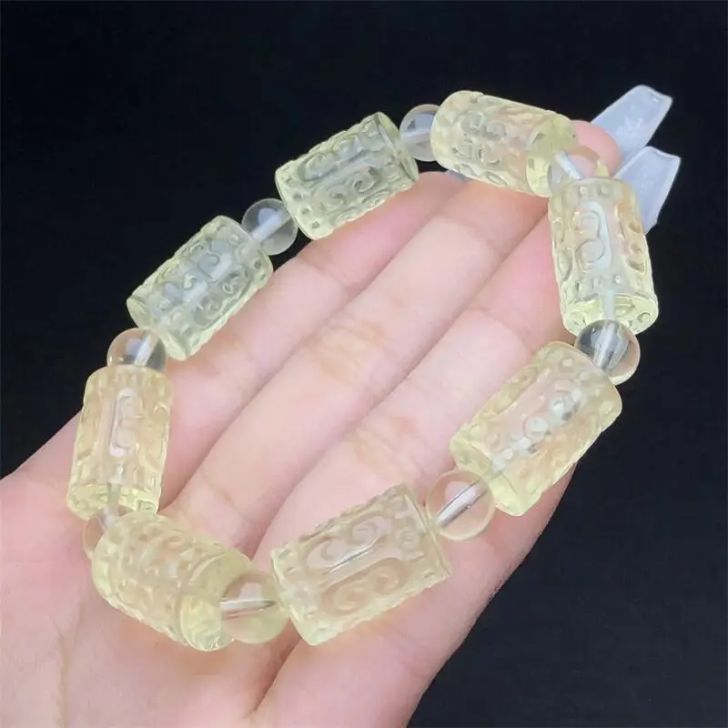 Natural Lemon Citrine Mosaic Bucket Bead Bracelet Fashion Fresh Jewelry Men and Women Single Circle Gift 1PCS 10X10.5MM