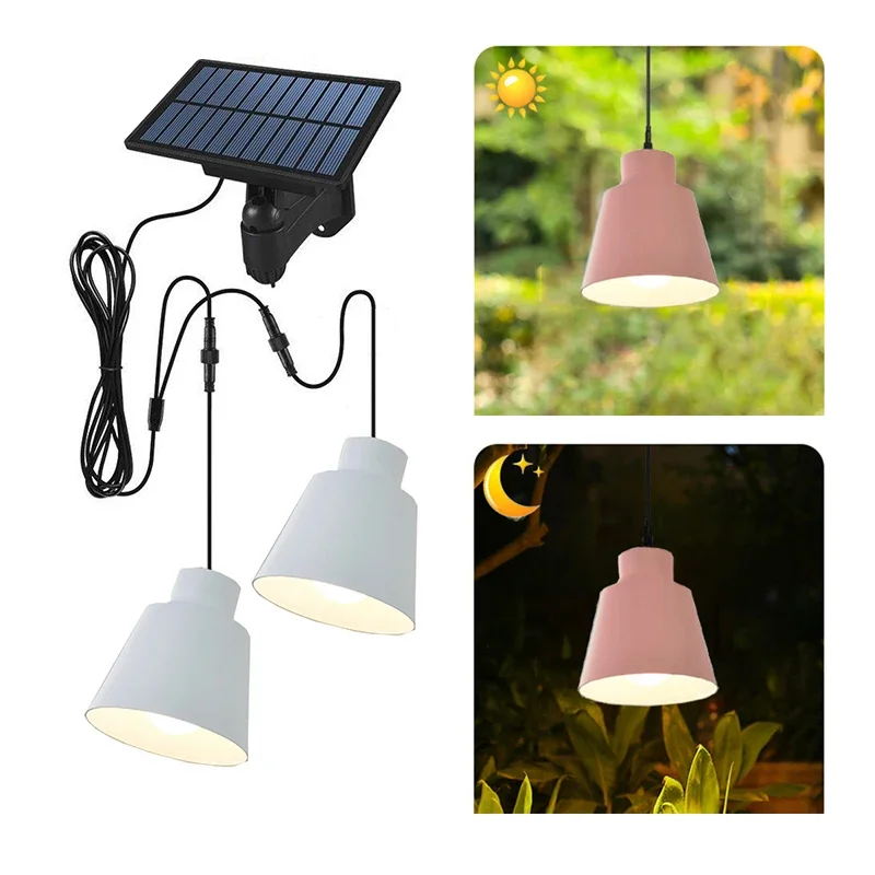 

Modern Solar Outdoor Waterproof Color Macaron LED Bulb Double Headed Chandelier Anti-fall Garden Decorative Light Garden Light