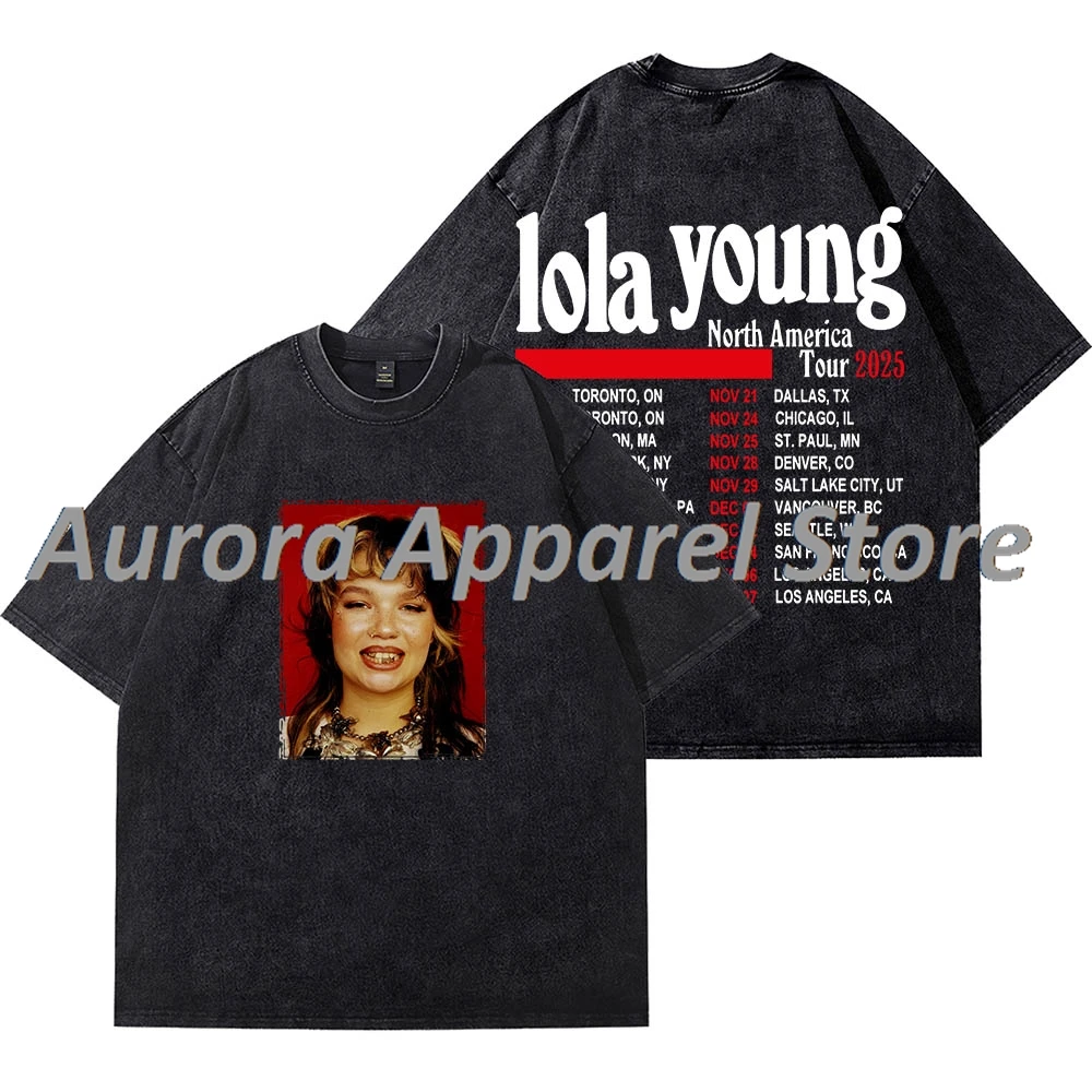 

Lola Young One Thing Tour 2025 винтажные футболки для косплея, женская и мужская модная хлопковая футболка с коротким рукавом