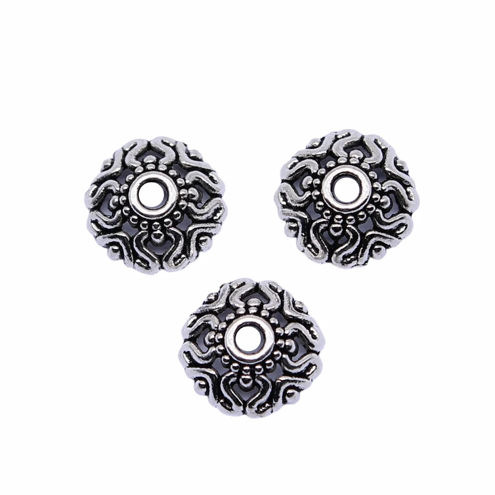 

50pcs/lot 9x9mm Bead Caps For Jewelry Making Antique Silver Color 0.35x0.35inch