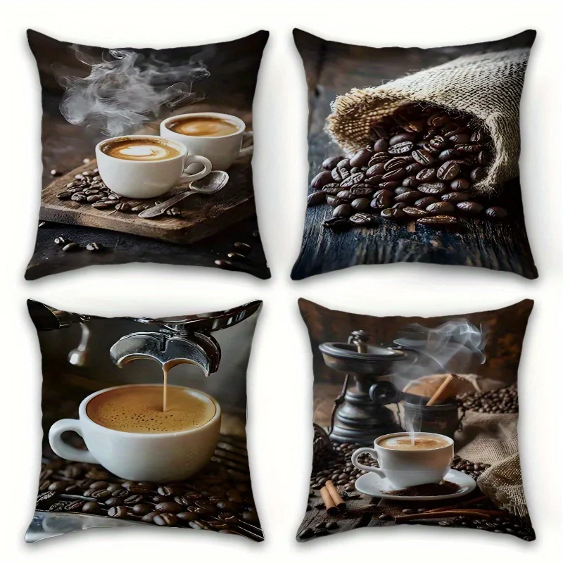 Adopt the coffee series design printing pillow cover Short plush Suitable living rooms bedrooms sofas throw cushion cover