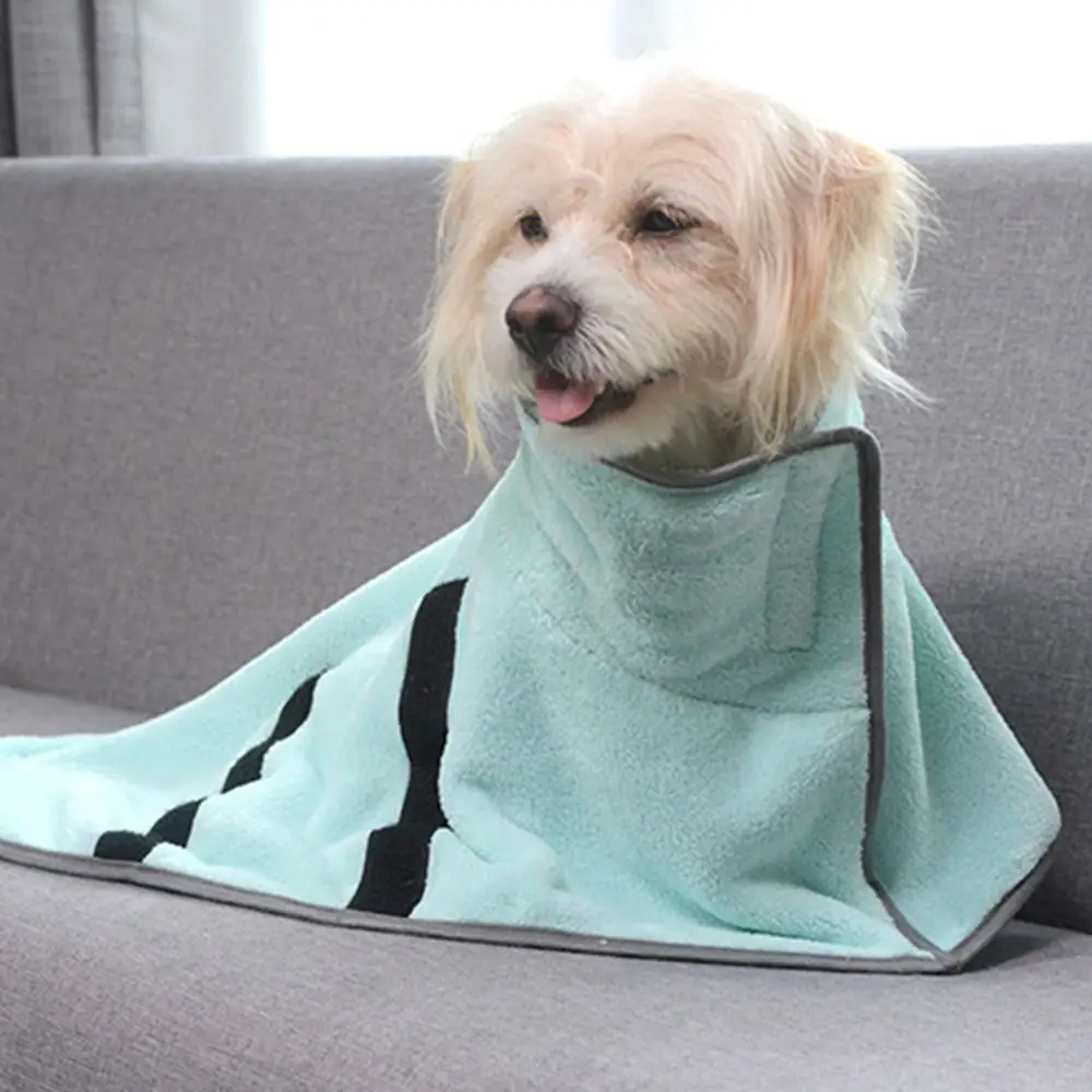 Cute Quick-drying Dog Bathrobe Absorbent Soft Pet Bath Towels Pet Bathing Supplies Nightwear Dog Towel for Small Large Dog