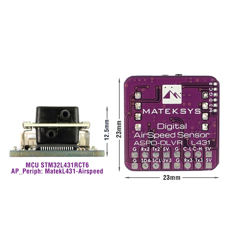 Mateksys ASPD‑DLVR Digital Airspeed Sensor CAN & I2C Interface for Fixed‑Wing Quad Plane VTOL Aircraft