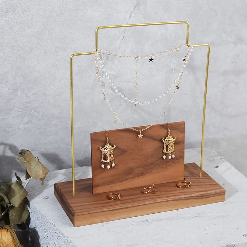 Simple walnut jewelry rack, necklace rack, stud earrings, earrings, ring display rack, shooting props, jewelry storage