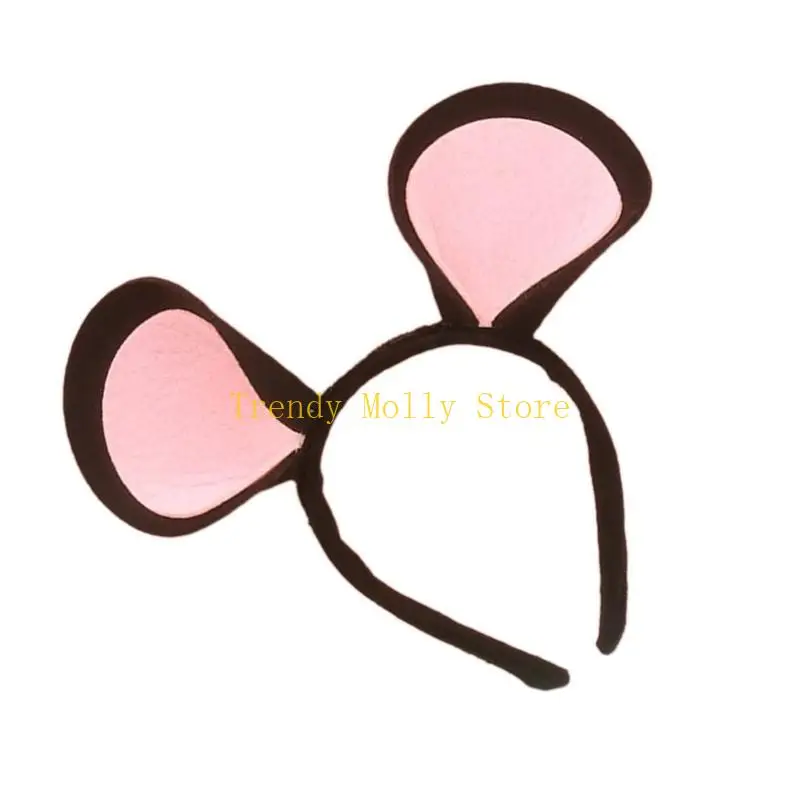 N5KB Cartoon Animal Ear Hairband Roleplay Costume Hairhoop New Year Party Props Lovely Headpiece Makeup Hairband Accessories