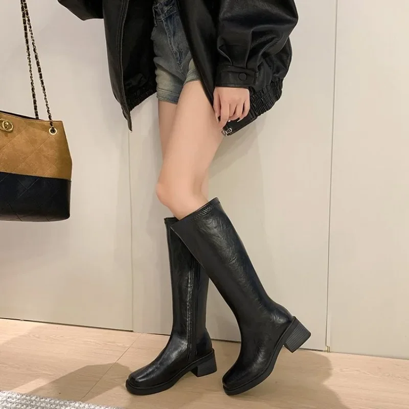 Women Knee High Boot Fashion Self Cultivation Knight Boots for Woman Exquisite Plush Warm Winter Shoe Designer Shoes
