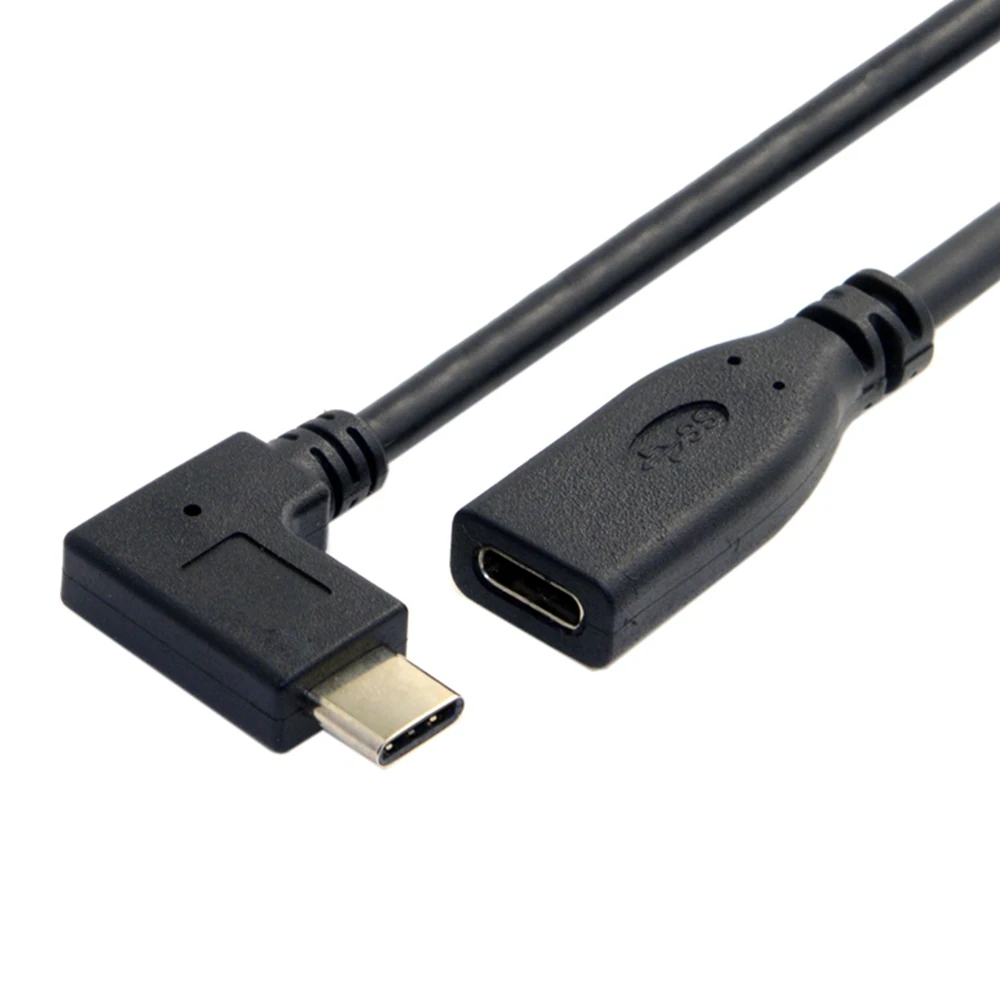 كابل تمديد الكوع الجانبي من النوع C USB3.1 ذكر إلى أنثى مطلي بالذهب كابل بيانات قصير لشحن الهاتف المحمول