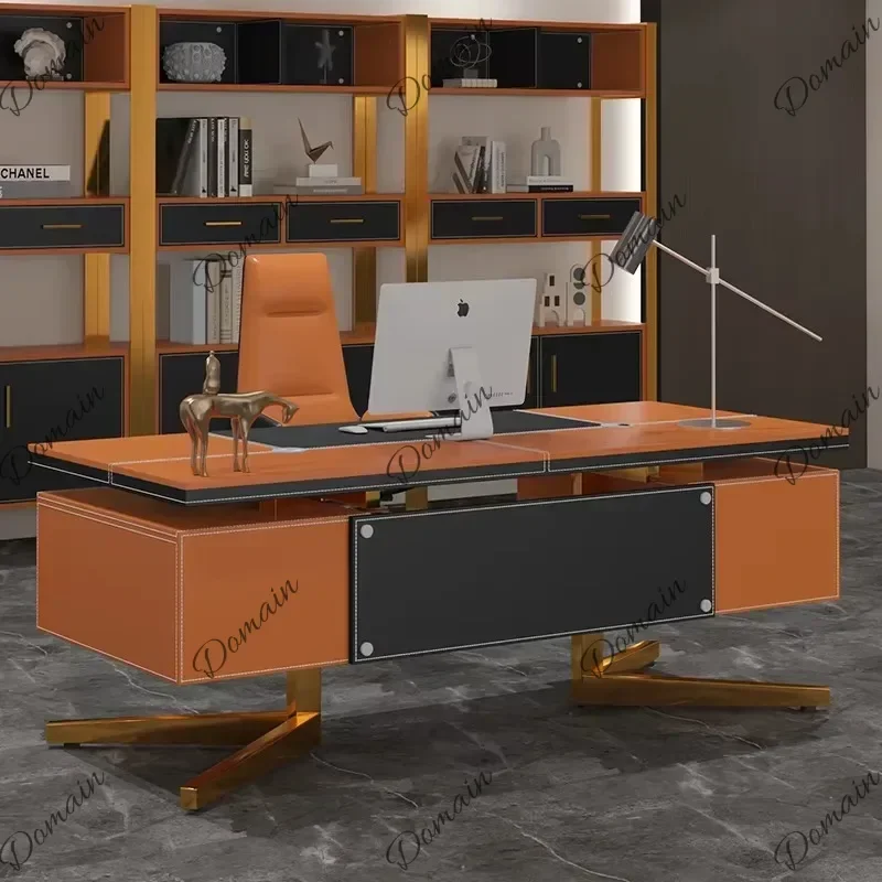 PQ-EDC Designer Storage Modern Executive Desk Luxury Drawers Asthetic Large Studying Computer Desk Gaming Standing Scrivania Fur