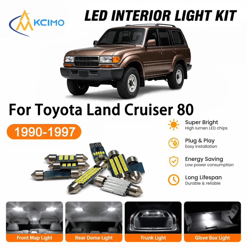 High Quality Atmosphere LED Interior Lightng Kit For Toyota Land Cruiser 80 1990-1997, Easy Install Map Light Super Bright
