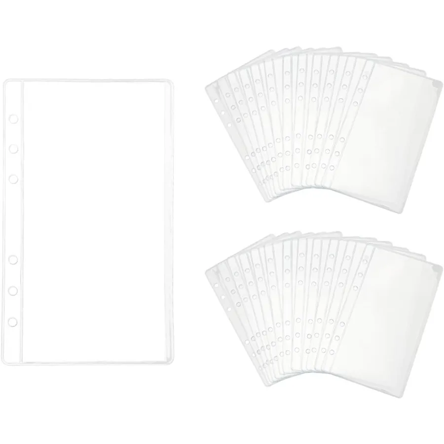 24 szt. Przezroczyste kieszenie do segregatora A6 bez zamka błyskawicznego, koperty na gotówkę, wkładki do segregatora budżetowego, etui, okładki ochronne na arkusze do segregatora 6-ringowego, organizer