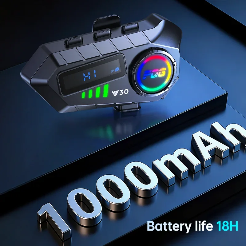 Y30 Casco moto Auricolare Bluetooth IPX6 Impermeabile Risposta automatica 2-Riders Interfono Distanza 10M CVC + DSP Riduzione del rumore BT6.0