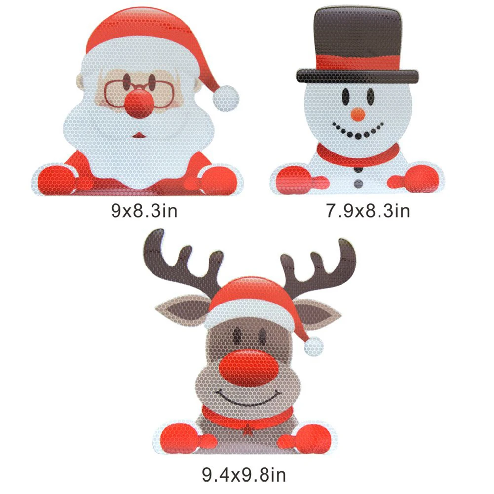 Christmas Car Sticker Refrigerator Car Decor Decoration Magnetic Decal PVC Reflective Sticker Santa Claus Snowman Xmas