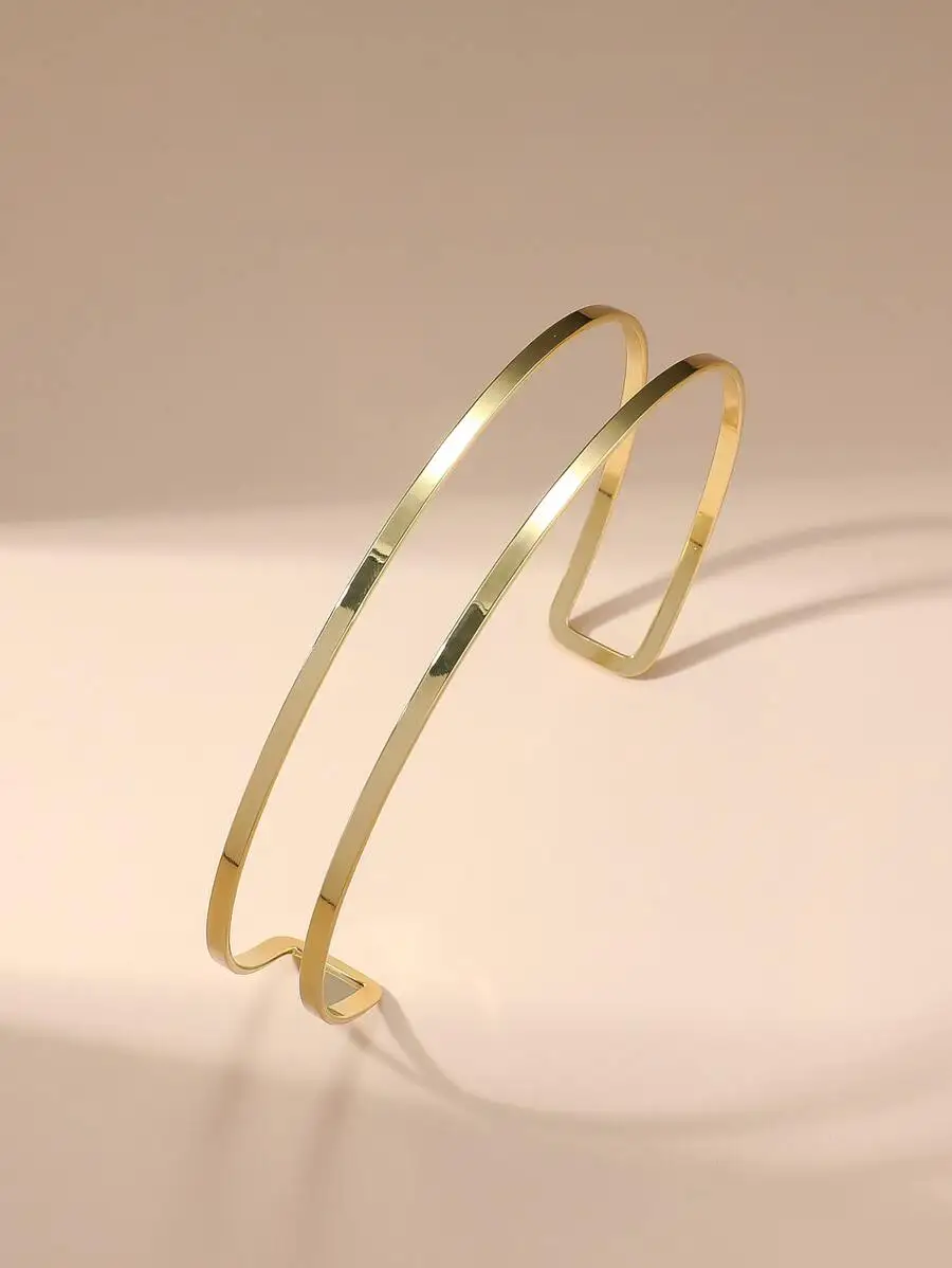 

Минималистичное двухслойное металлическое колье-чокер золотистого цвета для женщин