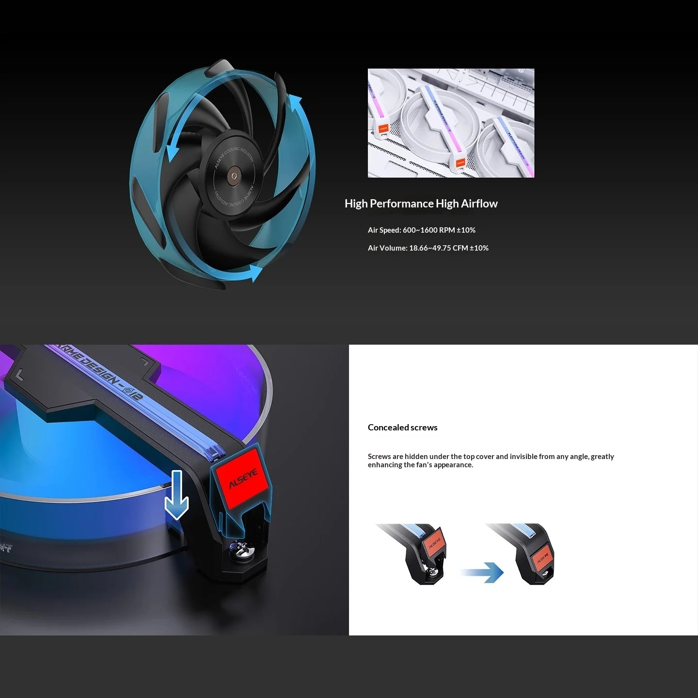 ALSEYE Direct Environment φ 12 Adjustable Cooling Fan ARGB Shenguang Synchronous PWM Temperature Control Fan