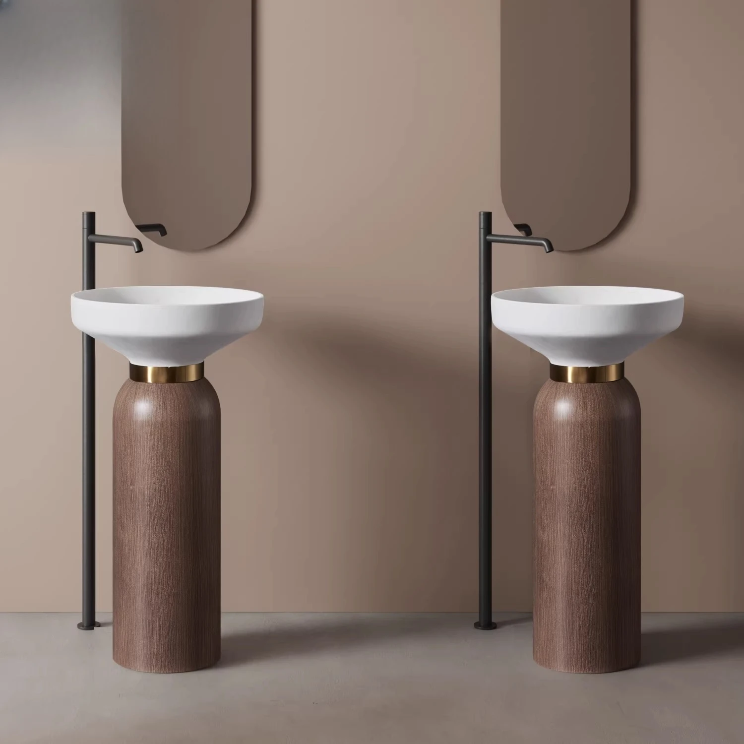 Medieval style floor-to-ceiling column basin Art Hotel B & B creative washbasin