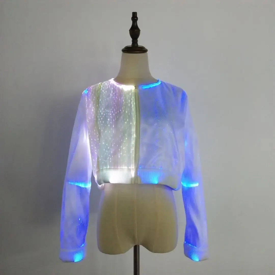 Led Illuminated Jacket Stylish Illuminated Outerwear Led Light Emitting Hooded Jacket for Fall Winter Glow Colorful for Club