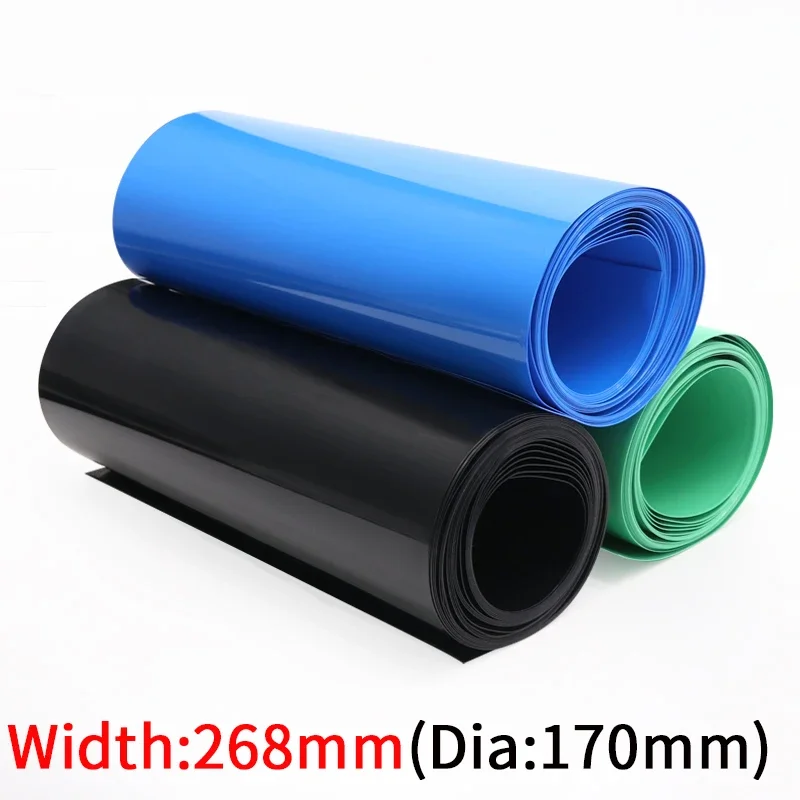 

Width 268mm PVC Heat Shrink Tube Dia 170mm Lithium Battery Insulated Film Wrap Protection Case Pack Wire Cable Sleeve Black Blue