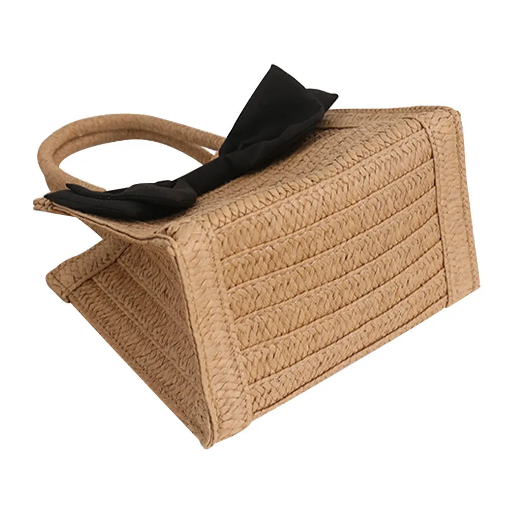 Hand Woven Straw Bag Large Capacity Foldable Tote for Women Daily Shopping Beach Travel Lightweight Storage Pouch Casual Female