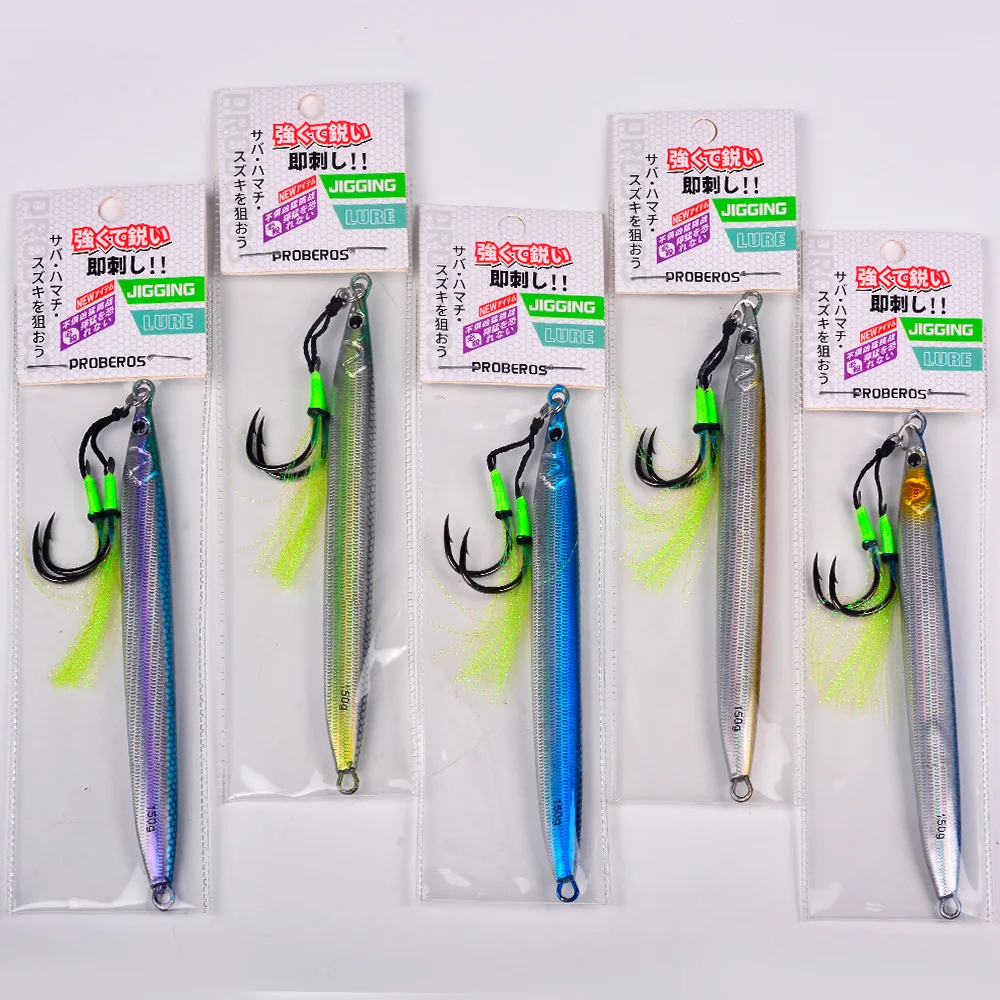 PROBEROS 1 Stück Langsam Sinkender Metall-Jig-Köder für Salzwasser-Jigging, Angelköder mit Doppelhaken, Künstlicher Köder für Thunfisch, Meeresangelzubehör – Detail 8