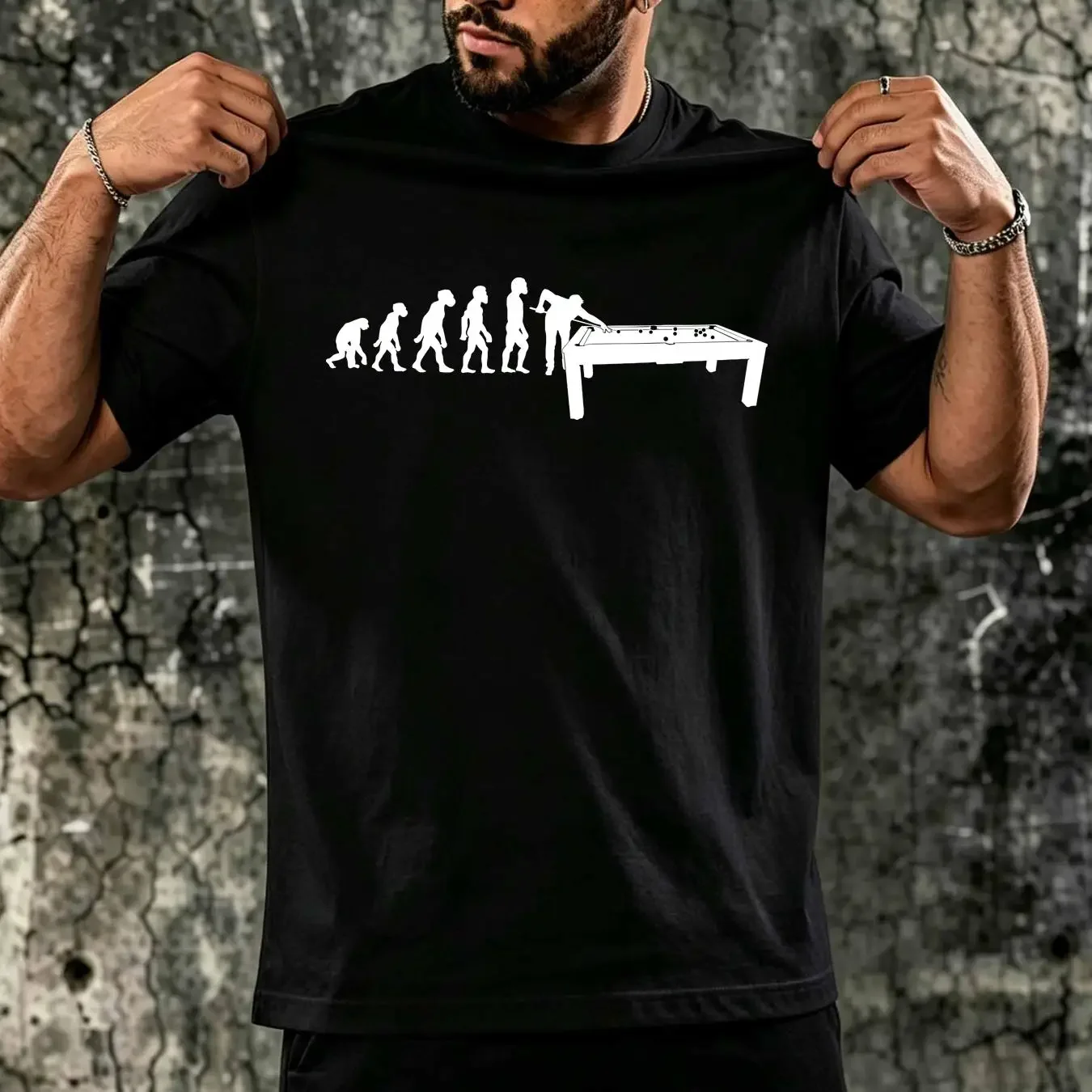 washed T Shirt Funny Human Billiards Evolution 8 Ball Pool Cue Stick Player vintage Washed Soft designer clothes Comfortable
