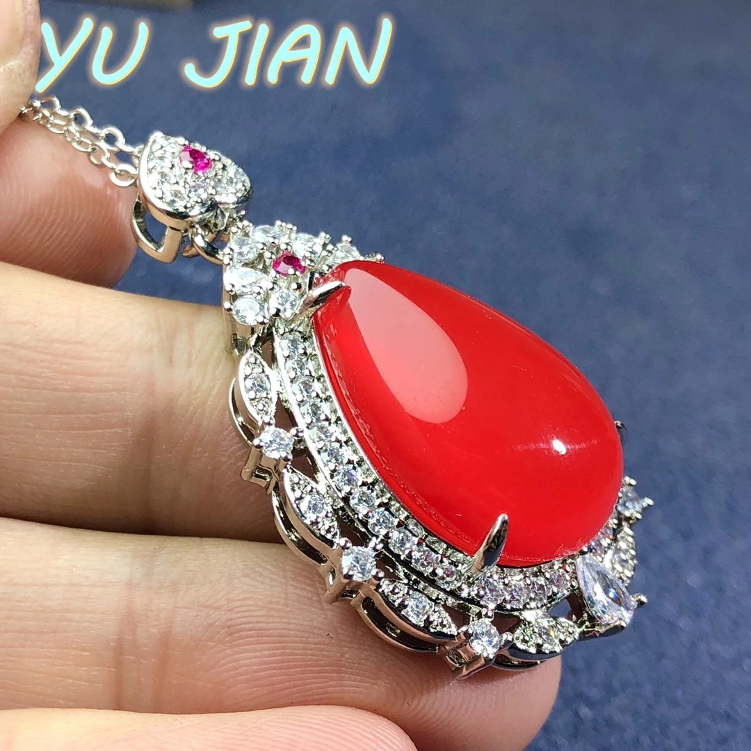 Natural Green Jade Pendant 925 Silver Necklace Jadeite Chalcedony Amulet Fashion Charm Jewelry Gifts for Women Her