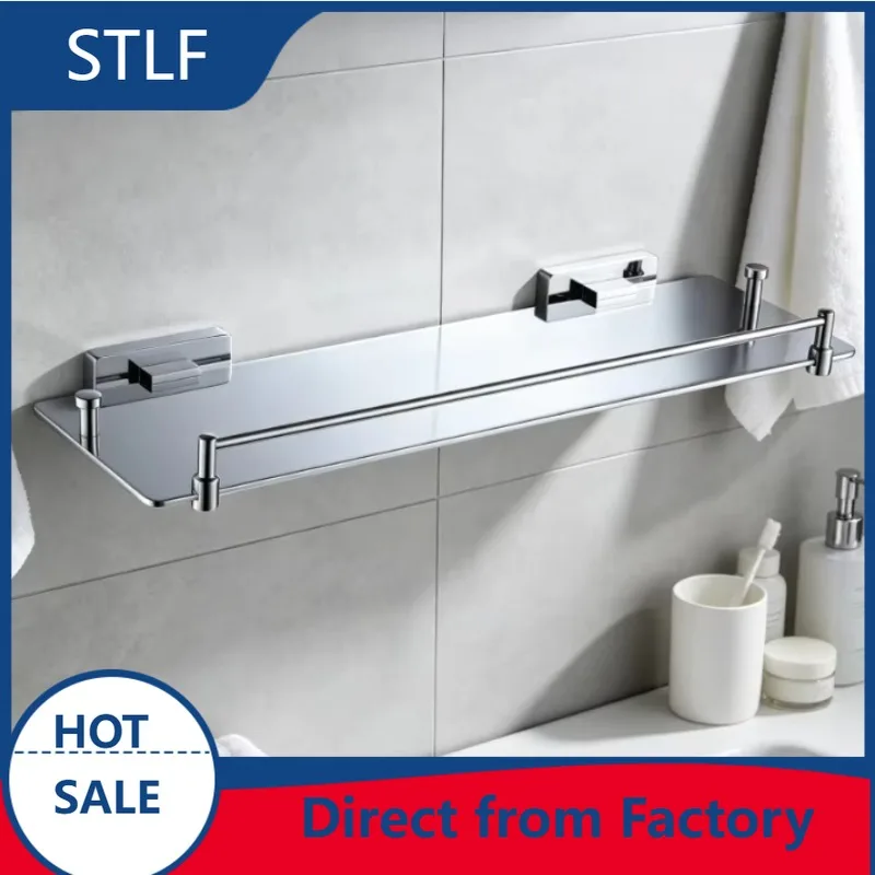 STLF  Polished Chrome Brass Bathroom Shelf Raised Guard Rail Anti slip Storage Rack