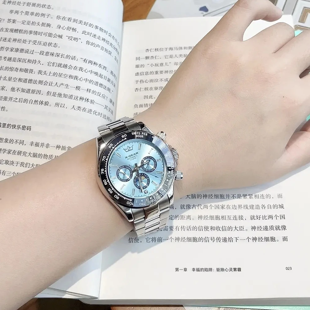

Men's Panda Dial Automatic Mechanical Watch Chronograph Ceramic Bezel Luminous Waterproof