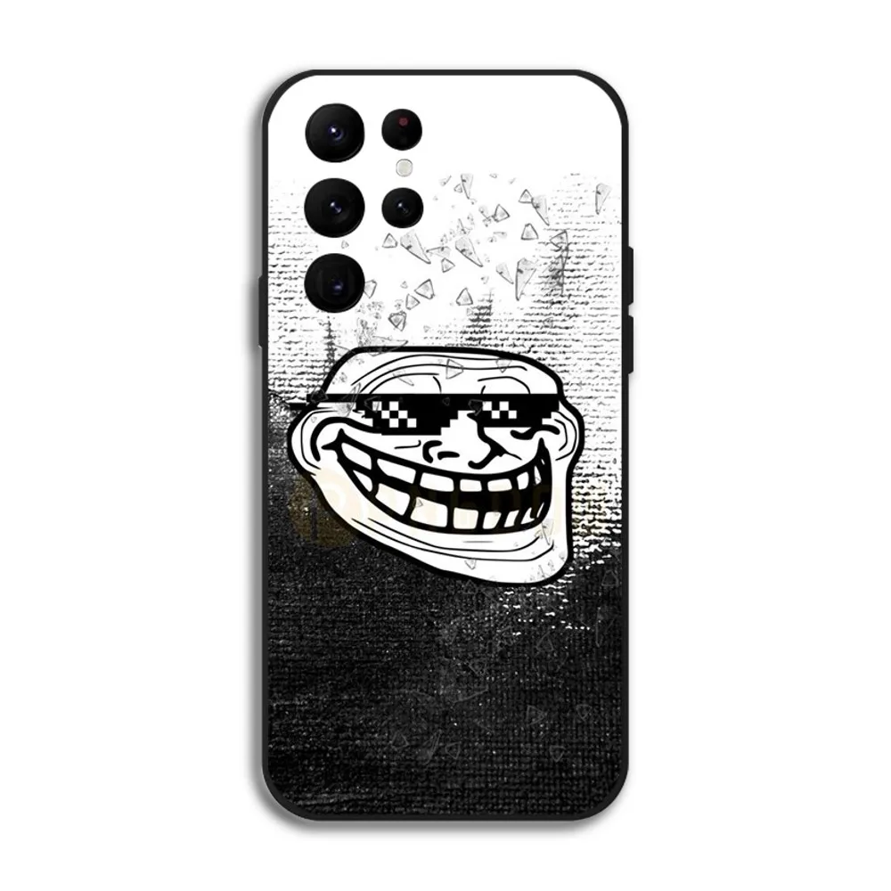 Troll Face Meme Phone Case for Samsung Galaxy S24 Ultra S22 S23 Ultra S21 S20 5G Protective Silicone TPU Funda