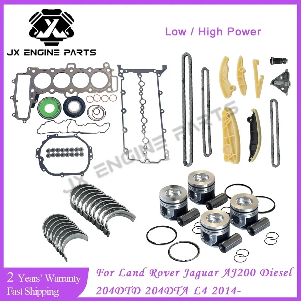Engine Rebuild Timing Chain Kit Gasket Piston Ring ConRod Main Bearing Set for Jaguar 2.0 T TCK357