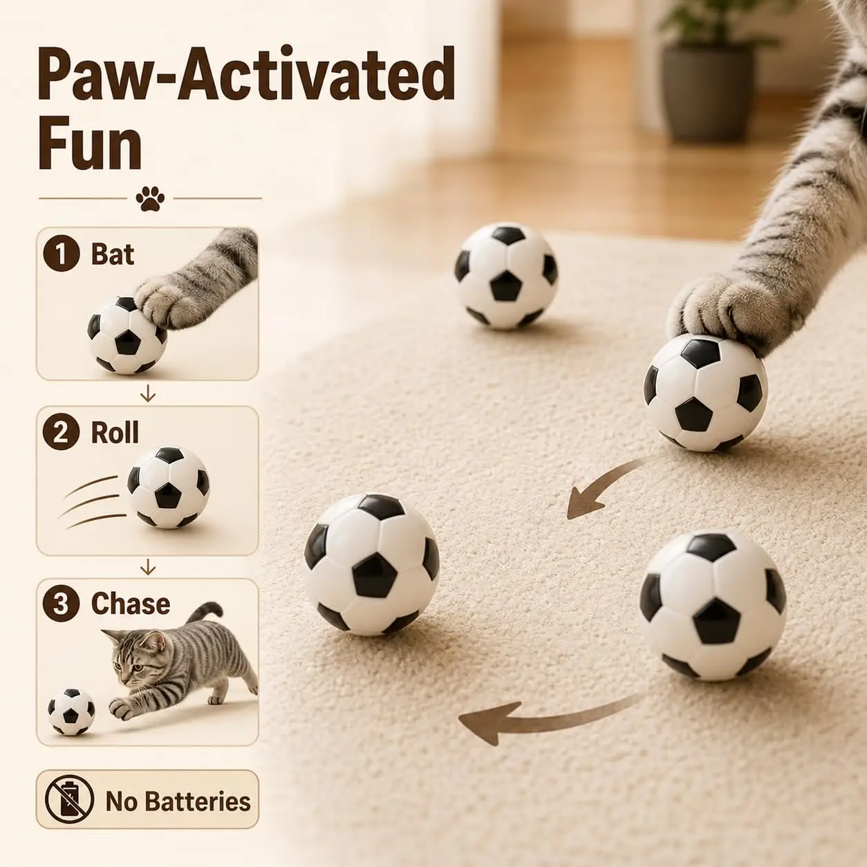 Cat Football Toys Interactive Rolling Balls, Suitable for Kittens And Adult Cats, Lightweight And Durable, Indoor Entertainment