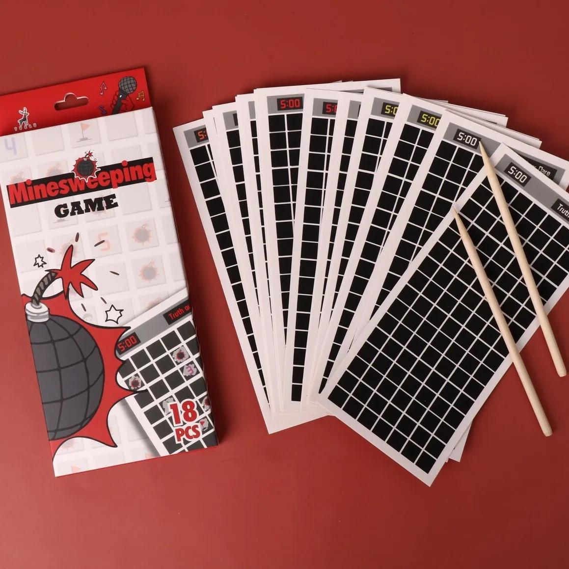 

18pcs/set Minesweeping Scratch Cards Lucky Intellectual Board Games Kids Educational Toy Adults Anti Stress Family Game Portable