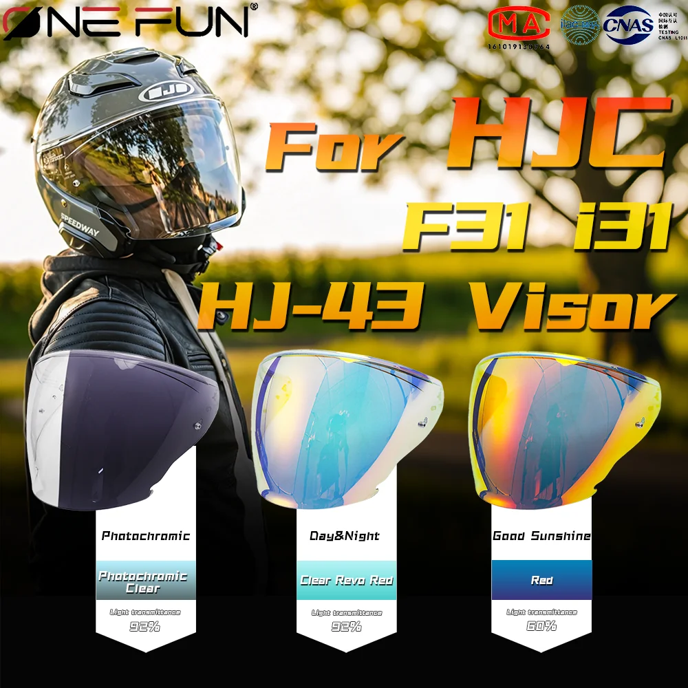 F31 Replacement Photochromic Motorcycle Half Helmet Visor Anti-Fog for HJC F31 i31 HJ-43 Day Night Shield Lens, UV Protection