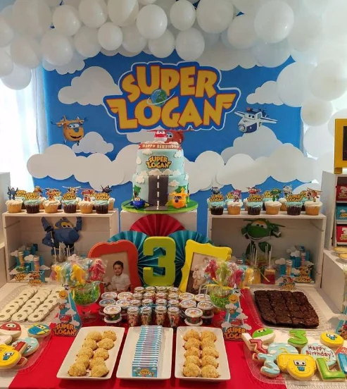 GFUITRR-Super Asas Fotografia Contexto, Decoração De Festa De Aniversário, Balão De Avião, Fundo Dos Desenhos Animados, Céu Azul, Foto Props for Kids