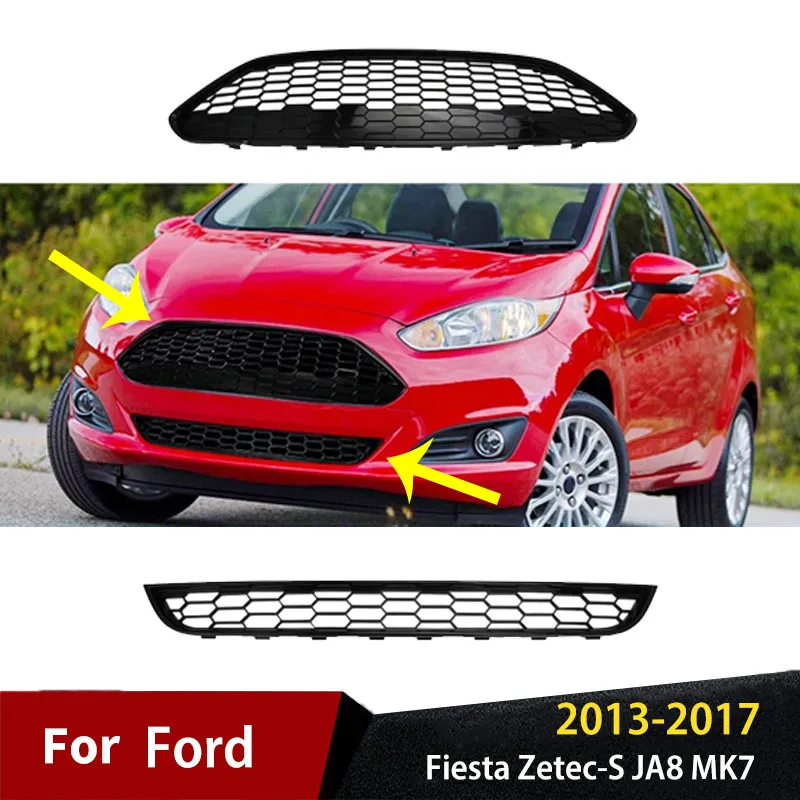 

Front Racing Grills Accessories For Ford Fiesta Zetec-S JA8 MK7 2013 To 2017 Front Bumper Centre Grille Cover Upper Lower Parts