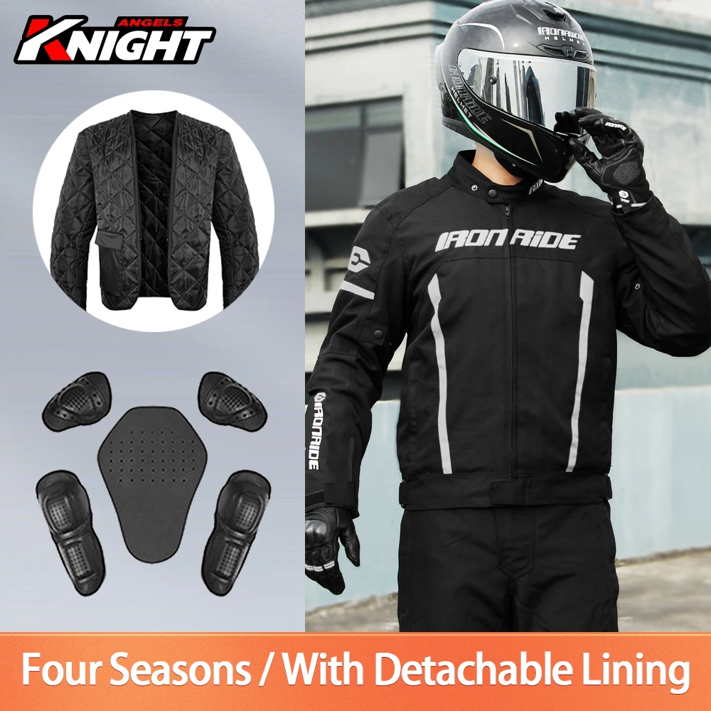 

Men Motorcycle Jacket Windproof Motorbike Riding Jackets Wear-resistant Motocross Clothing Breathable With 5pcs Protector M-3XL