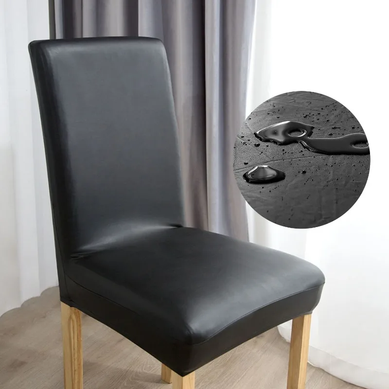 PU Waterproof Chair Cover Soft Faux Leather Luxury Home Decorate Seat Case Protector 2025 Wedding Banquet Chair Covers
