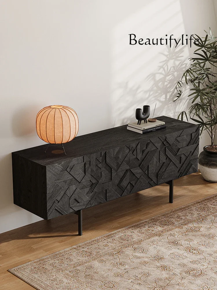 Nordic medieval industrial wind side cabinet, minimalist household dining side cabinet, floor-to-ceiling locker, black porch