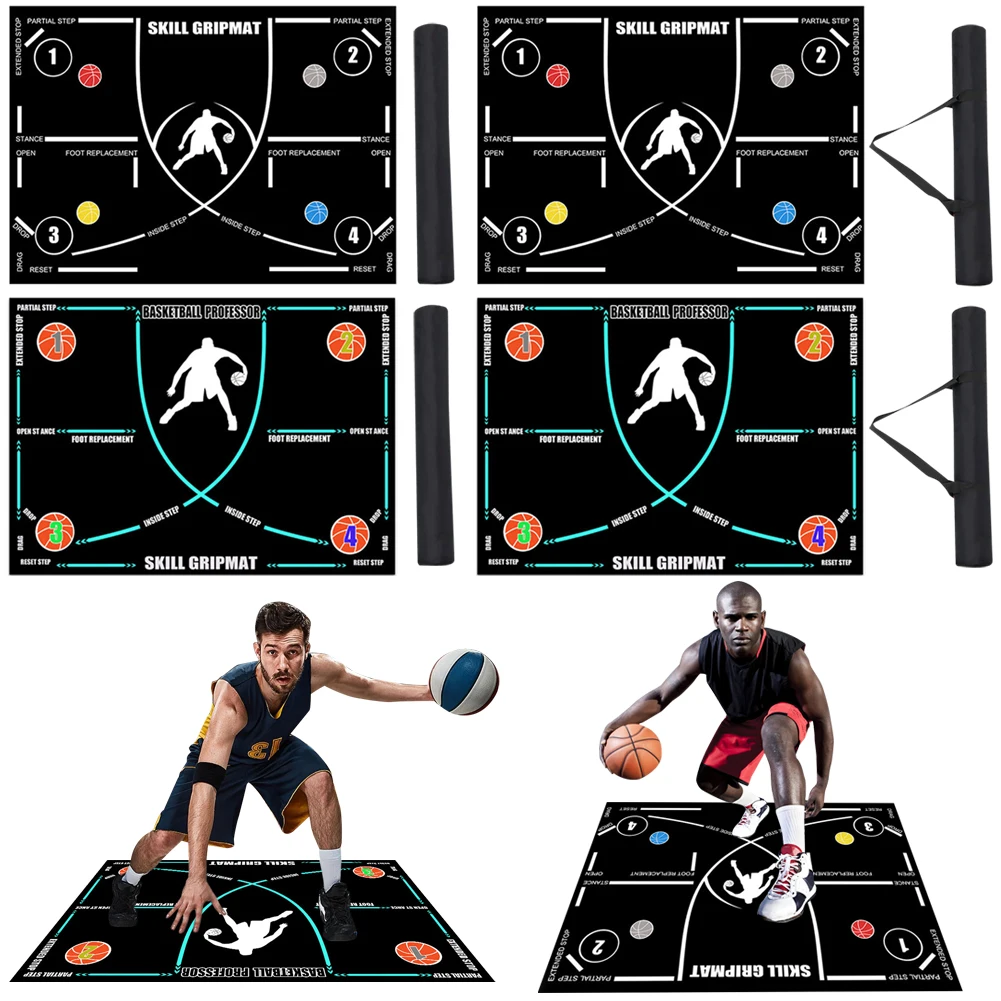 Basketball Training Mat Non-Slip Soundproof Basketball Dribble Trainer Footstep Mat for Youth Adult Indoor Ball Control Training