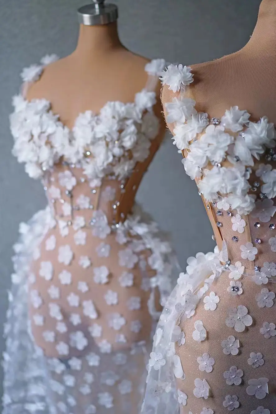 Huaxiang-Vestido largo con flores para mujer, traje elegante de 2 piezas para boda, graduación, ceremonia, fiesta de cumpleaños