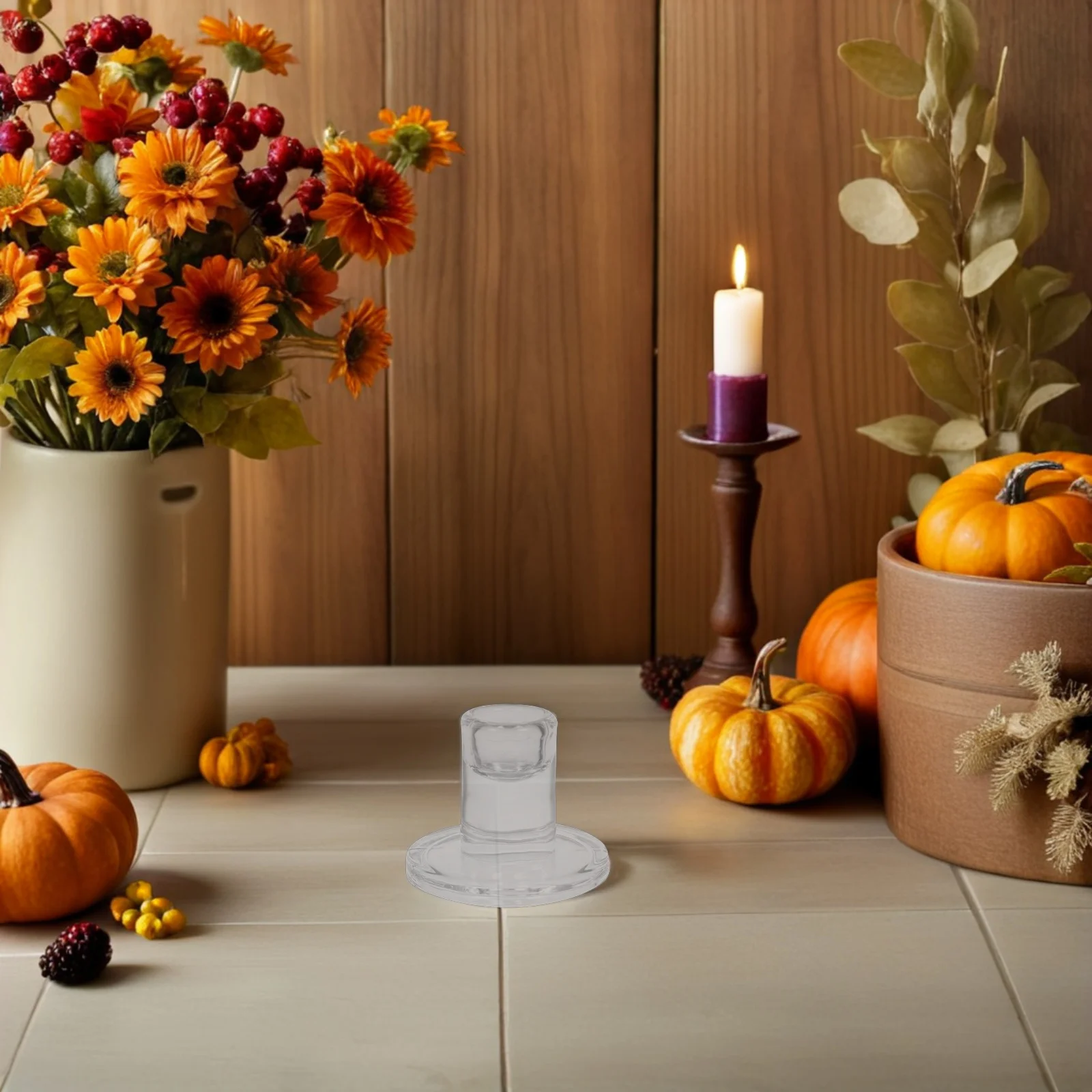 

6 Pcs Decorative Candlestick Holder Holders for Parties Home Clear Amber Dining Table Room Glass Bulk