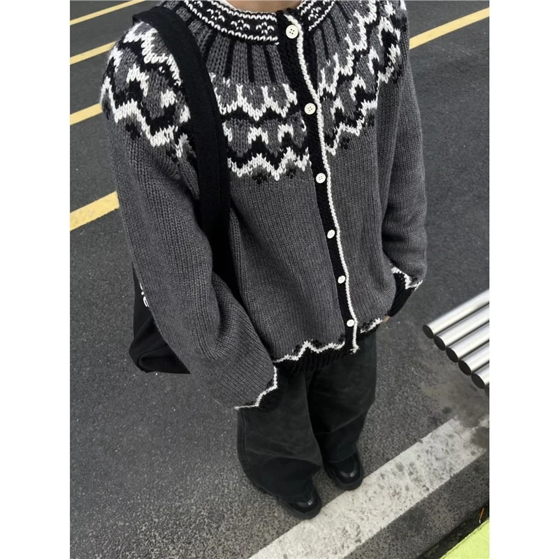 

Американский уличный свитер на молнии с открытым кардиганом, мужская свободная вязаная верхняя одежда, осень-зима, модный бренд Lazy Sle