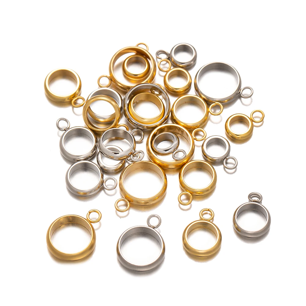 20pcs Gold Stainless Steel Pendant Connector Charms Bail Beads Bracelet Making Larger Hole Spacer Beads for Necklace DIY Jewelry
