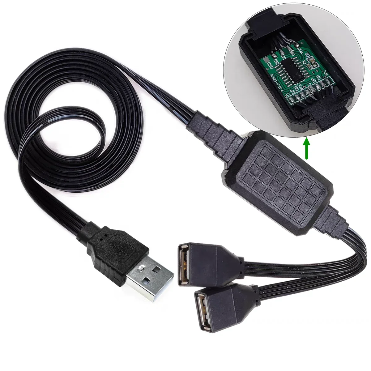 

Car mounted computer USB extender for one to two vehicle navigation charging data cable splitter USB 1 in 2 bus