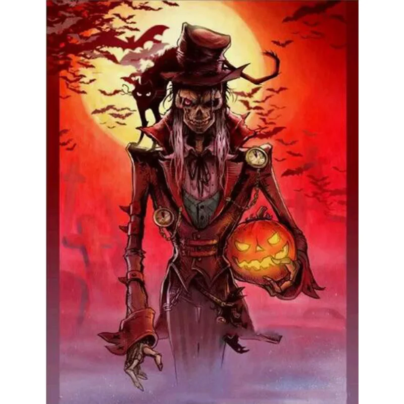 AB Diamond Diamond Painting Halloween Skull Wizard Embroidery Kit Wall Decoration Hanging Painting