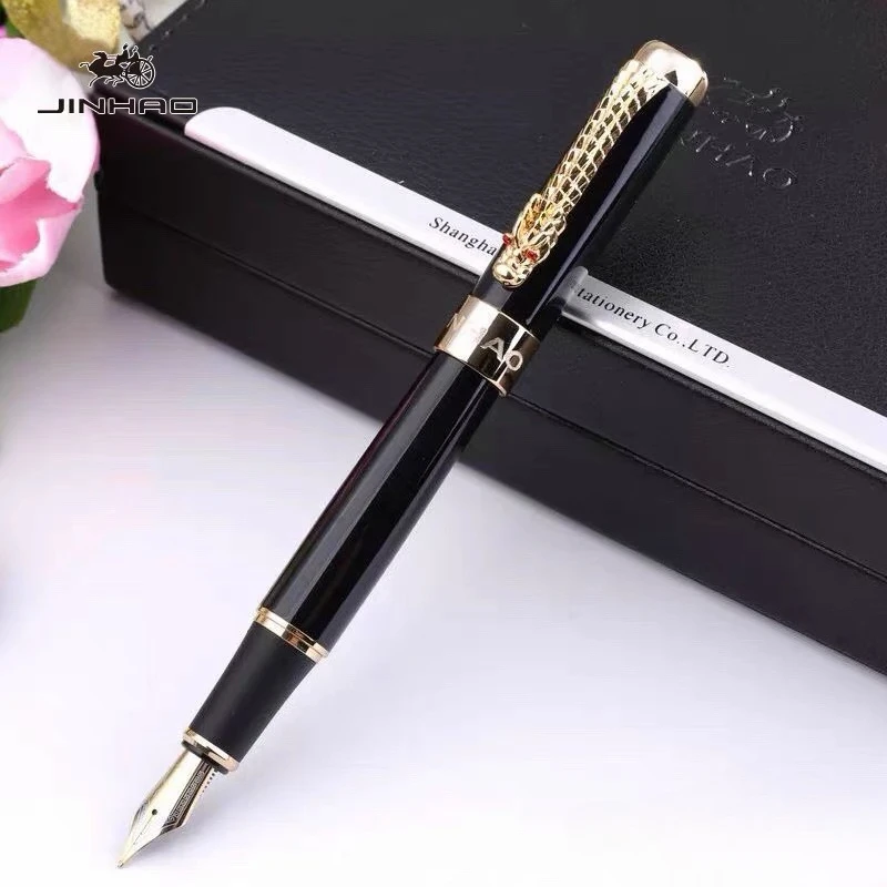

JINHAO 1200 Dragon Gold Clip Fountain Pens Luxury Elegant Pens M 0.7mm Nib School Office Supplies Korean Stationery